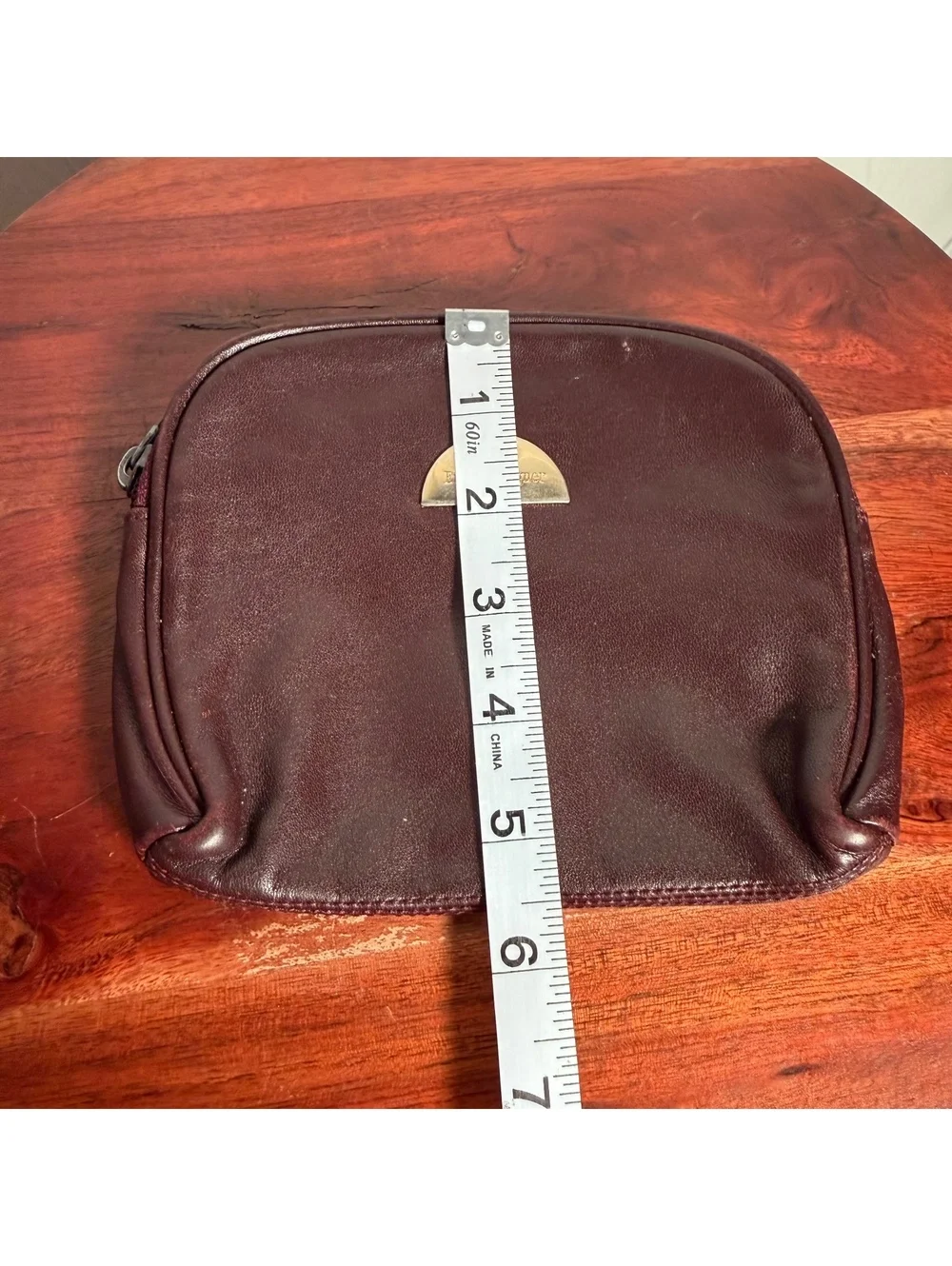 Vintage Etienne Aigner Burgundy Oxblood Leather Mini Coin Purse Wallet Zip Pouch